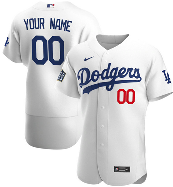 Men's Los Angeles Dodgers Customized White 2020 World Series Bound Flex Base Stitched MLB Jersey